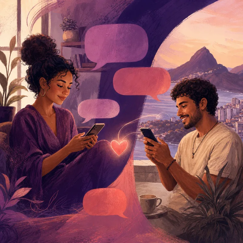 Ilustração de uma conexão que começou com uma conversa